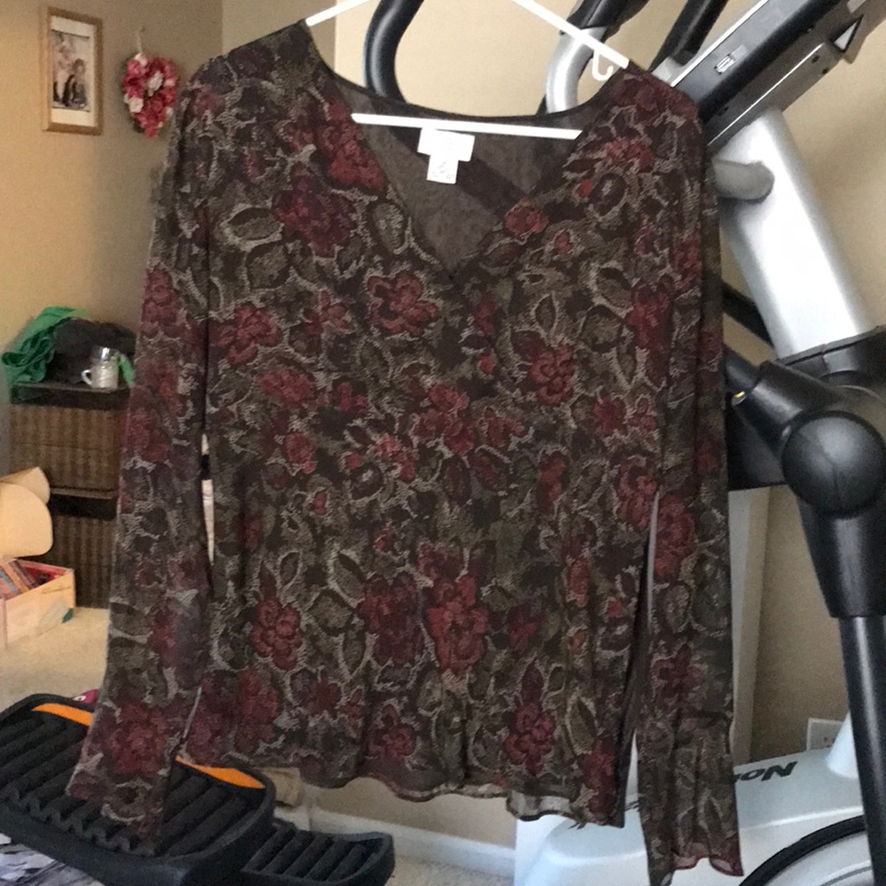 Banana Rep top brown burgundy green